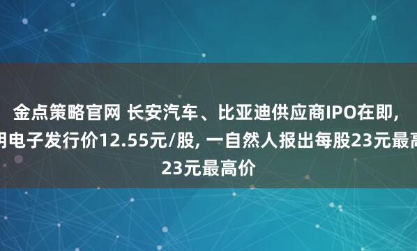 金点策略官网 长安汽车、比亚迪供应商IPO在即, 大明电子发行价12.55元/股, 一自然人报出每股23元最高价